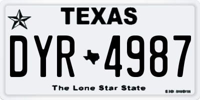 TX license plate DYR4987