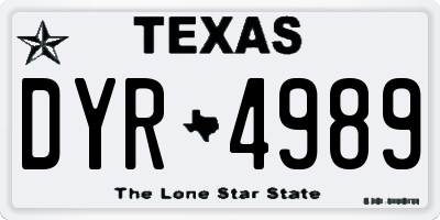 TX license plate DYR4989