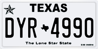 TX license plate DYR4990