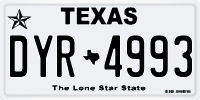 TX license plate DYR4993