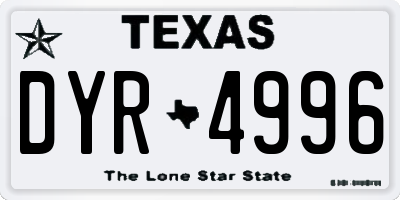 TX license plate DYR4996
