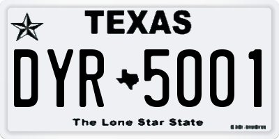 TX license plate DYR5001