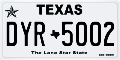 TX license plate DYR5002