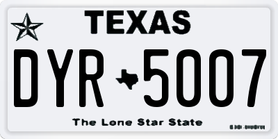 TX license plate DYR5007