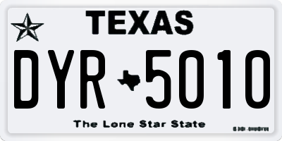 TX license plate DYR5010