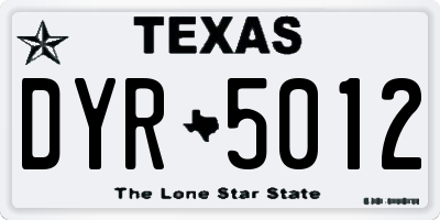 TX license plate DYR5012