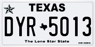 TX license plate DYR5013