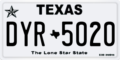 TX license plate DYR5020