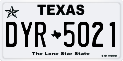 TX license plate DYR5021
