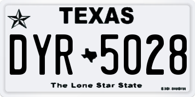 TX license plate DYR5028