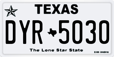 TX license plate DYR5030