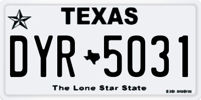 TX license plate DYR5031