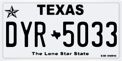 TX license plate DYR5033
