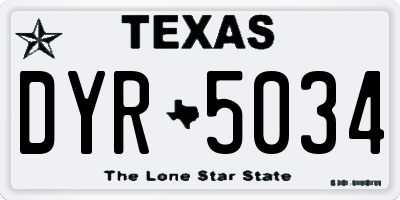TX license plate DYR5034