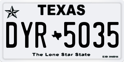 TX license plate DYR5035