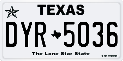 TX license plate DYR5036