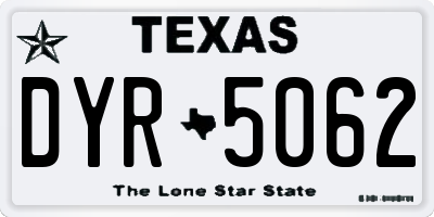 TX license plate DYR5062