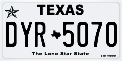 TX license plate DYR5070