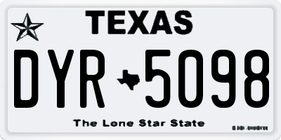 TX license plate DYR5098