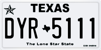 TX license plate DYR5111