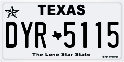 TX license plate DYR5115