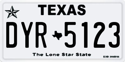TX license plate DYR5123