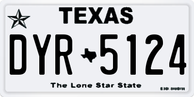TX license plate DYR5124
