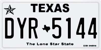 TX license plate DYR5144