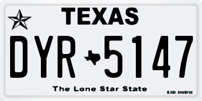 TX license plate DYR5147