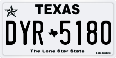 TX license plate DYR5180