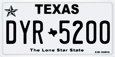 TX license plate DYR5200
