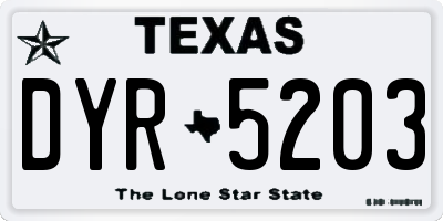 TX license plate DYR5203