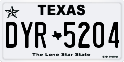TX license plate DYR5204