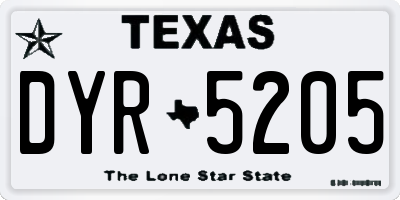 TX license plate DYR5205