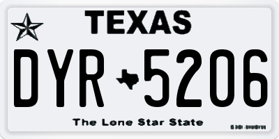 TX license plate DYR5206