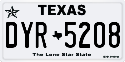 TX license plate DYR5208