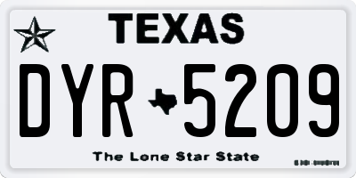 TX license plate DYR5209