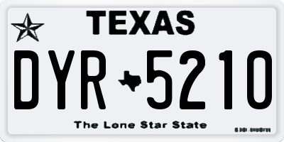 TX license plate DYR5210