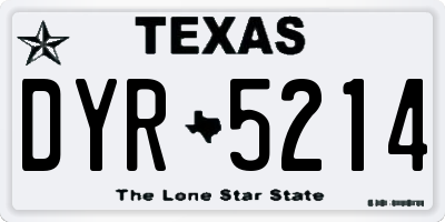 TX license plate DYR5214