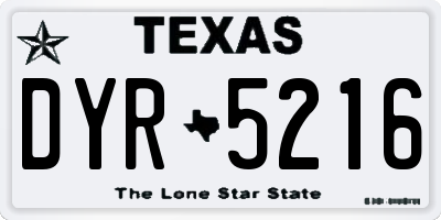 TX license plate DYR5216