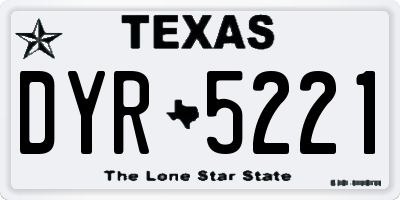 TX license plate DYR5221