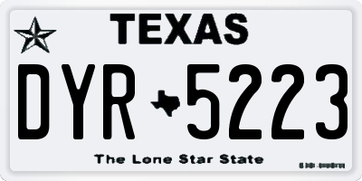TX license plate DYR5223