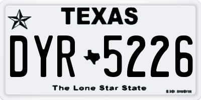 TX license plate DYR5226