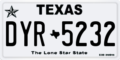 TX license plate DYR5232