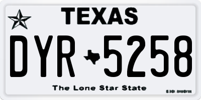 TX license plate DYR5258