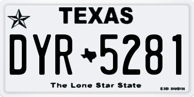TX license plate DYR5281
