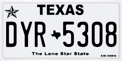 TX license plate DYR5308