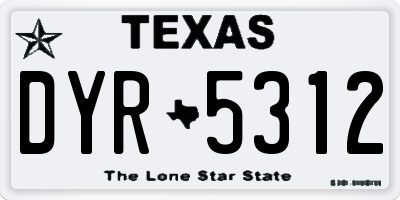 TX license plate DYR5312