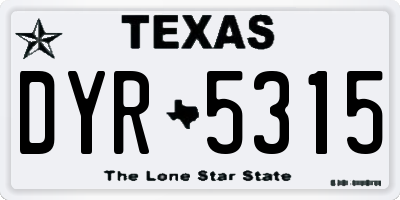 TX license plate DYR5315