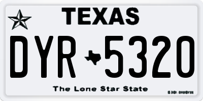 TX license plate DYR5320